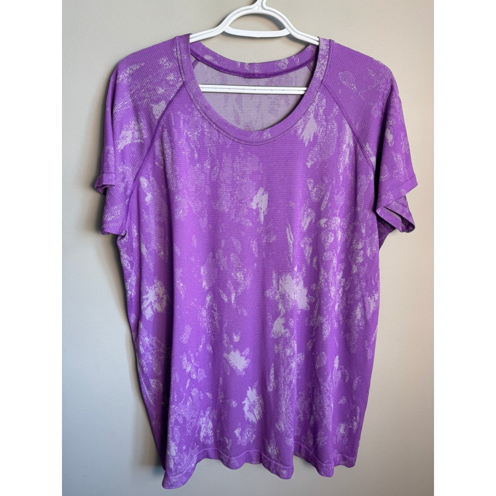 Lululemon Swiftly Tech Short Sleeve Shirt Purple Abstract Athletic Gym Plus 20